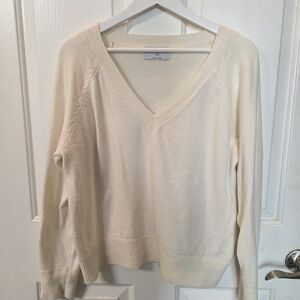 V-Neck Cream Women's Light Weight Sweater